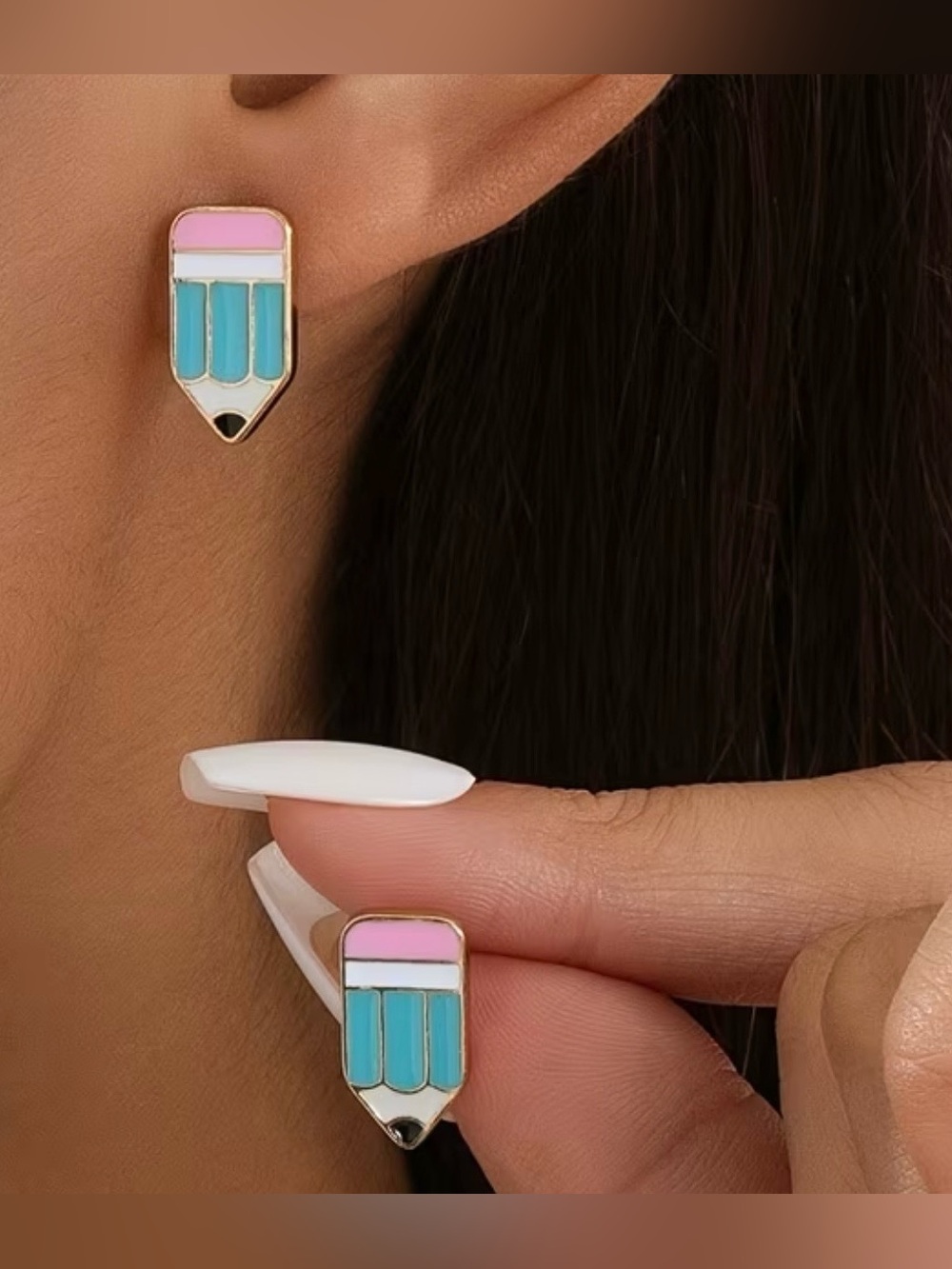 Pencil stud earrings
